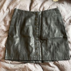 Free People Black Leather Skirt